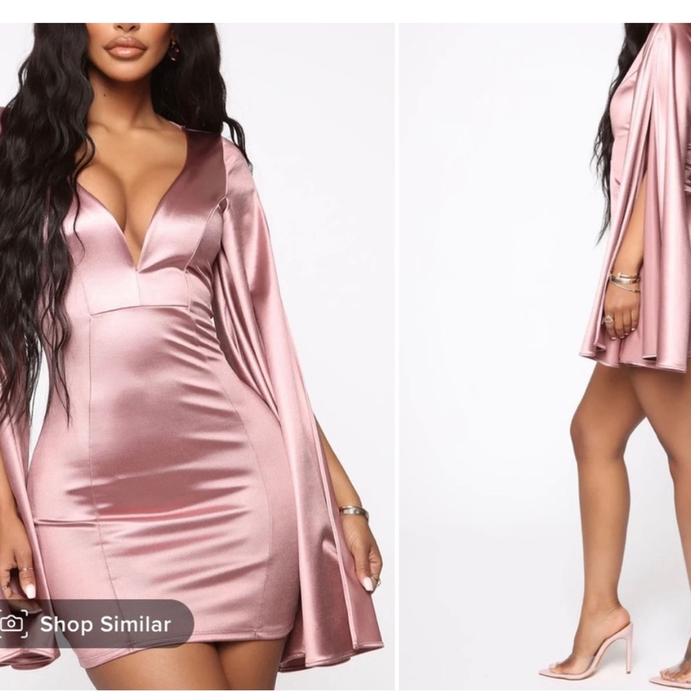 Fashion Nova Satin Rose Gold Mini Dress M